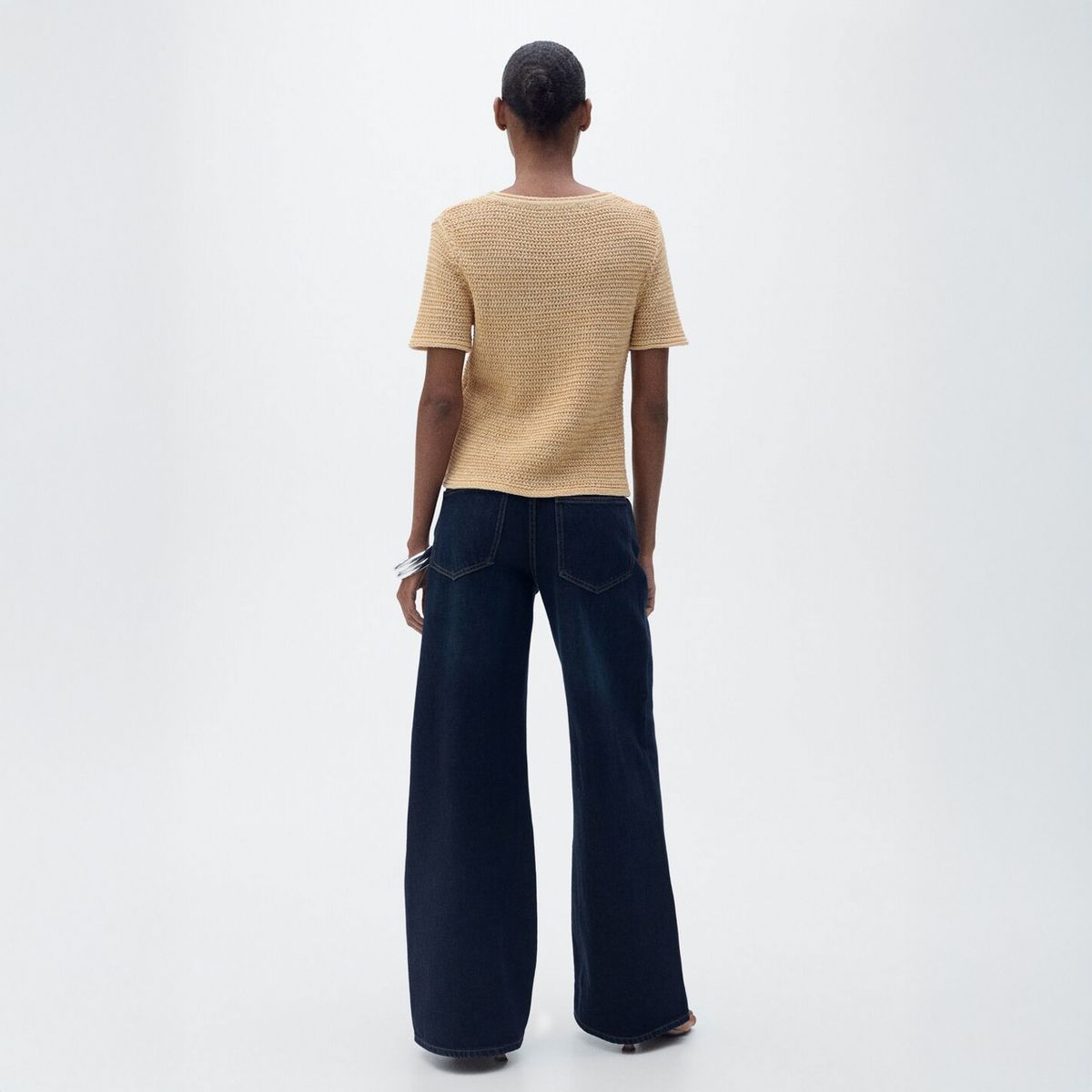 MANGO - Polera Punto Grueso Manga Corta Mujer Mango