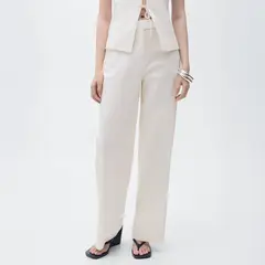 MANGO - Pantalón Recto Tiro Medio Mujer