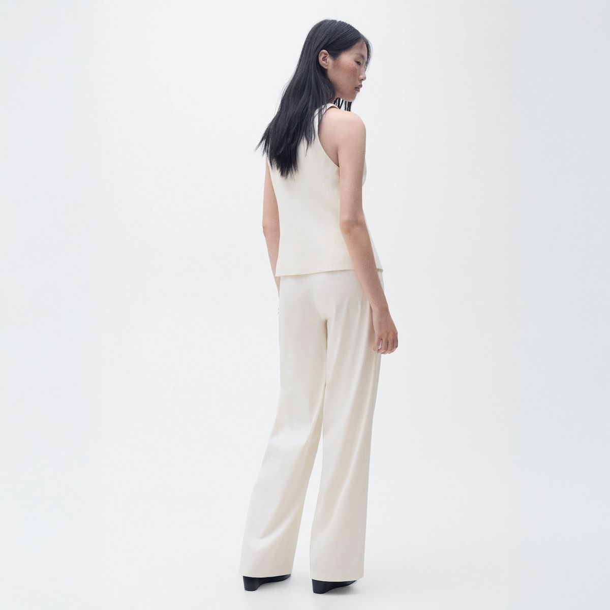 MANGO - Pantalón Recto Tiro Medio Mujer Mango