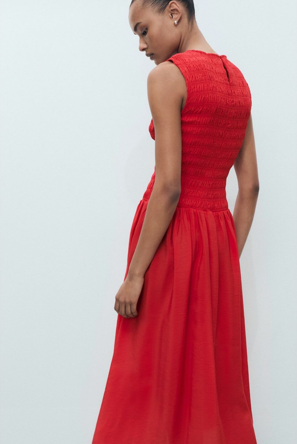 MANGO - Vestido Evasé Cuerpo Fruncido Mujer Mango