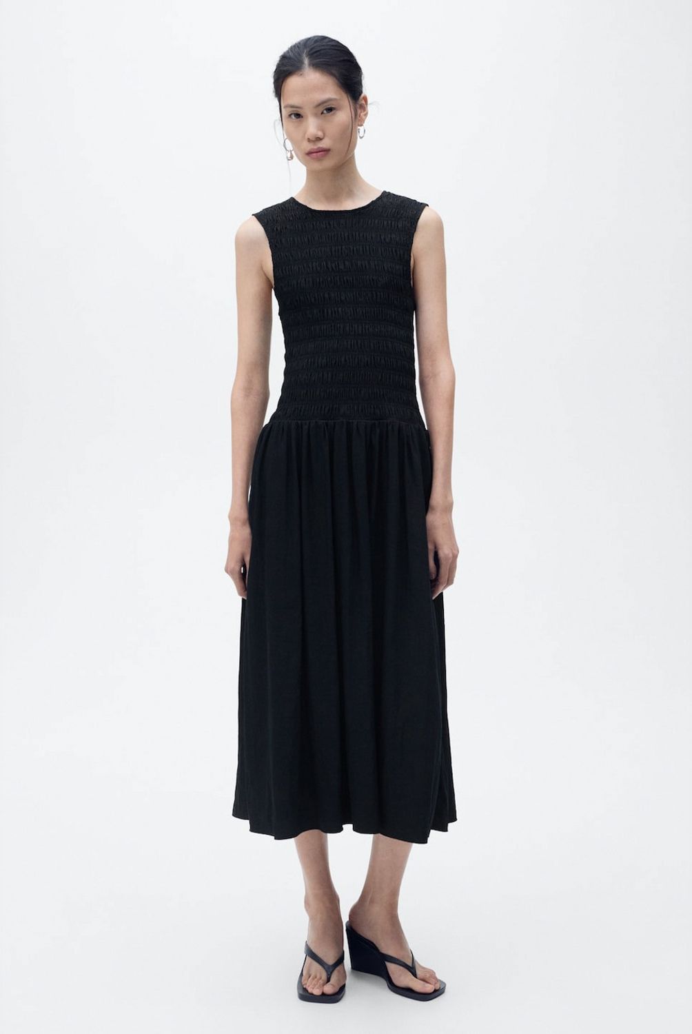 MANGO - Vestido Evasé Cuerpo Fruncido Mujer Mango
