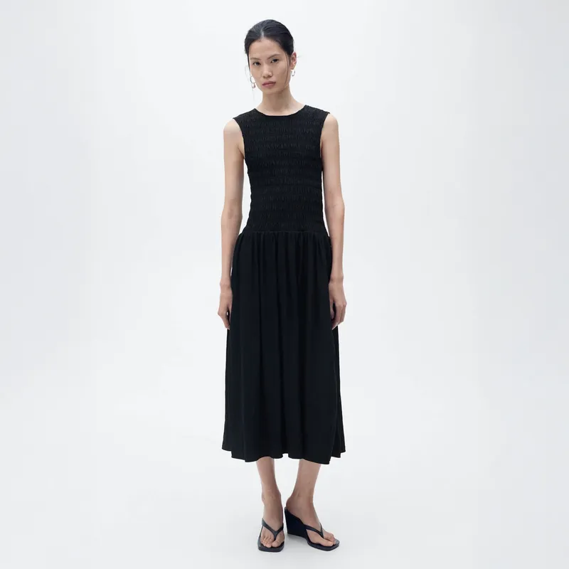 MANGO - Vestido Evasé Cuerpo Fruncido Mujer Mango