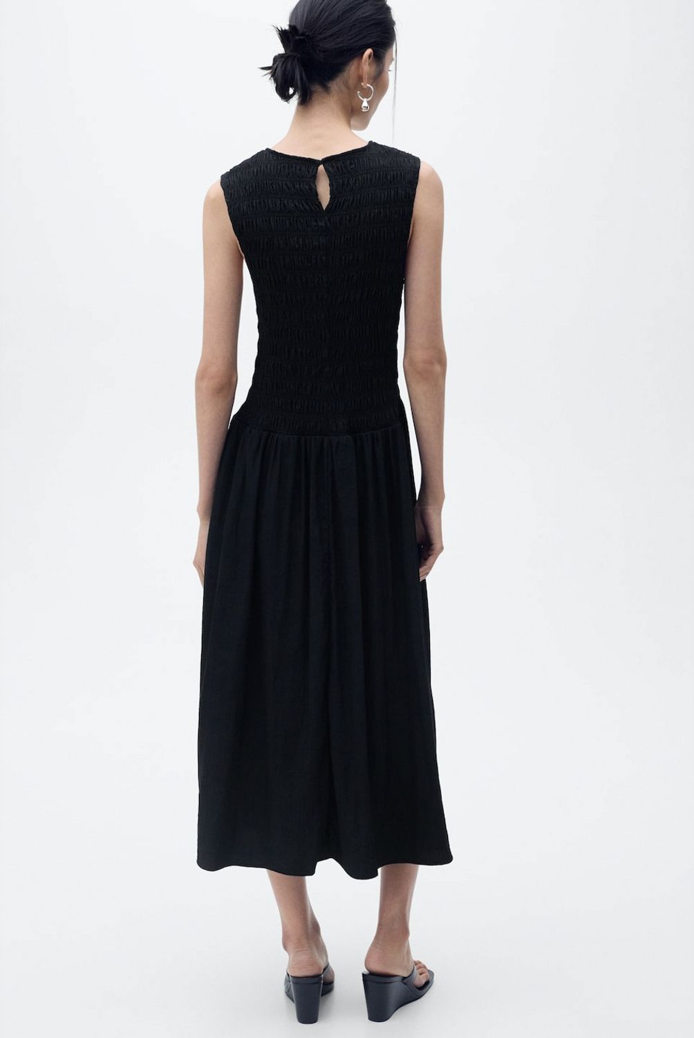 MANGO - Vestido Evasé Cuerpo Fruncido Mujer Mango