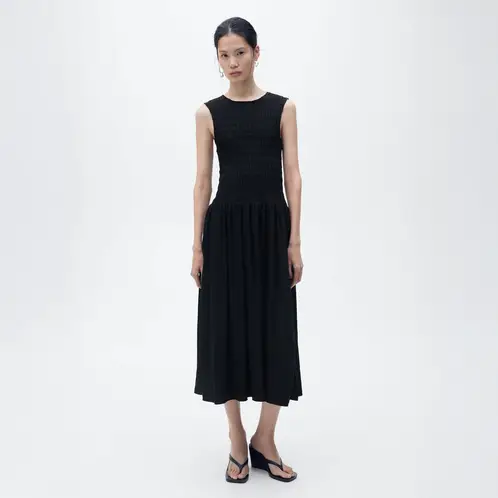 MANGO - Vestido Evasé Cuerpo Fruncido Mujer