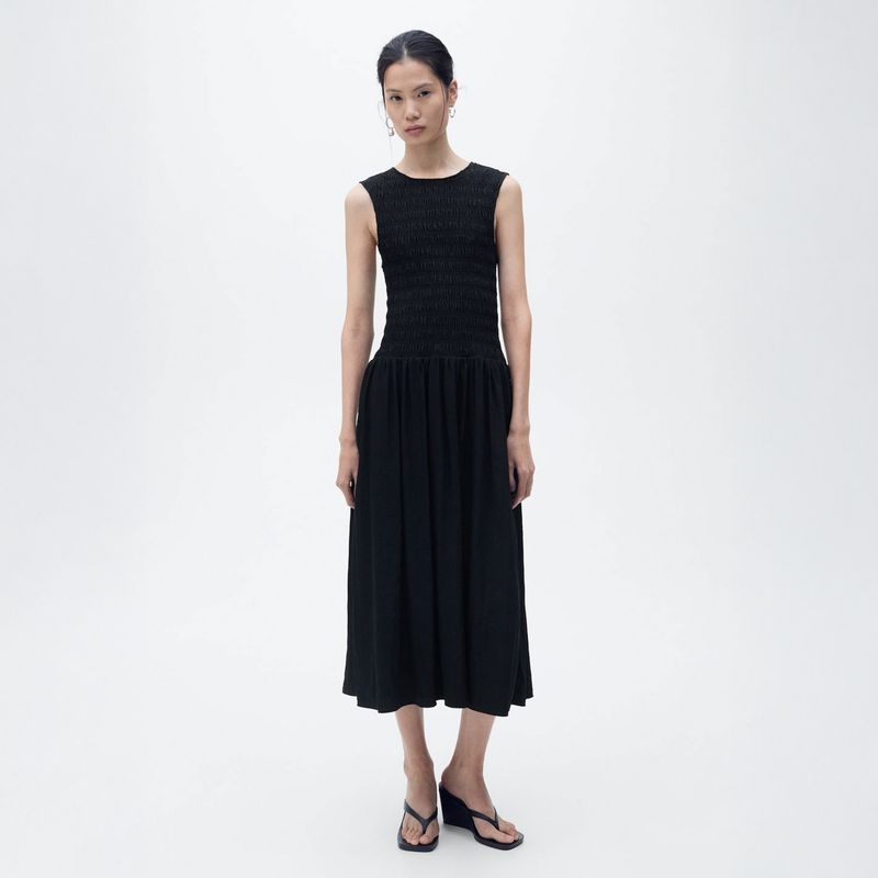 MANGO - Vestido Evasé Cuerpo Fruncido Mujer Mango