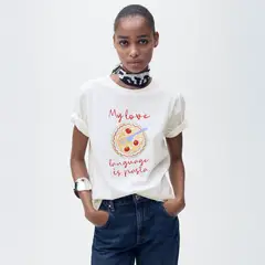 MANGO - Polera Estampada Manga Corta Mujer