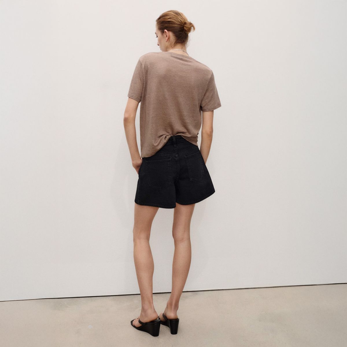 MANGO - Short Denim Rectos Tiro Alto Mujer Mango