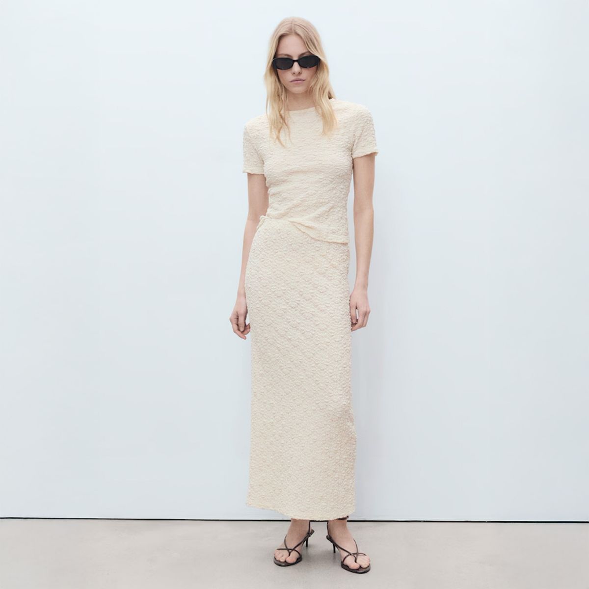 MANGO - Polera Mezcla Algodón Textura Mujer Mango