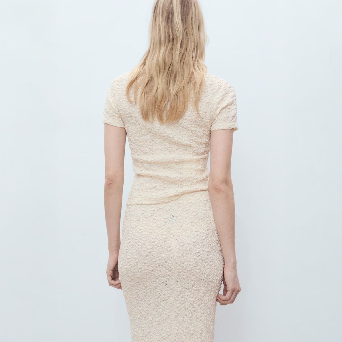 MANGO - Polera Mezcla Algodón Textura Mujer Mango