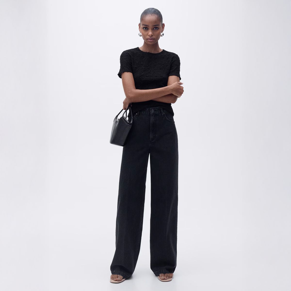 MANGO - Polera Mezcla Algodón Textura Mujer Mango