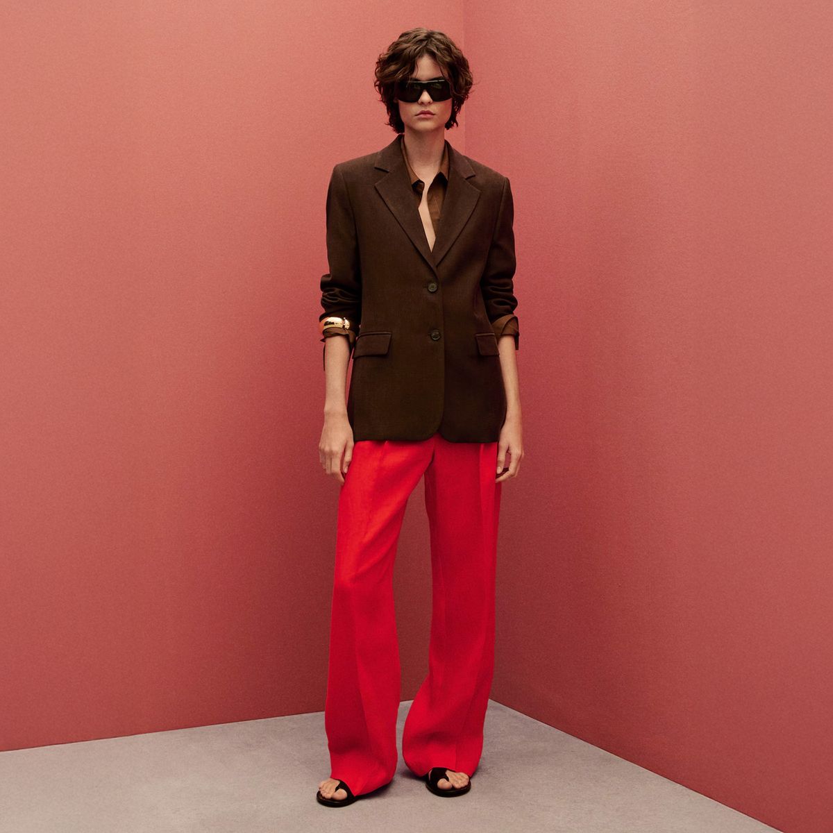 MANGO - Pantalón Traje Recto Lino Mujer Mango