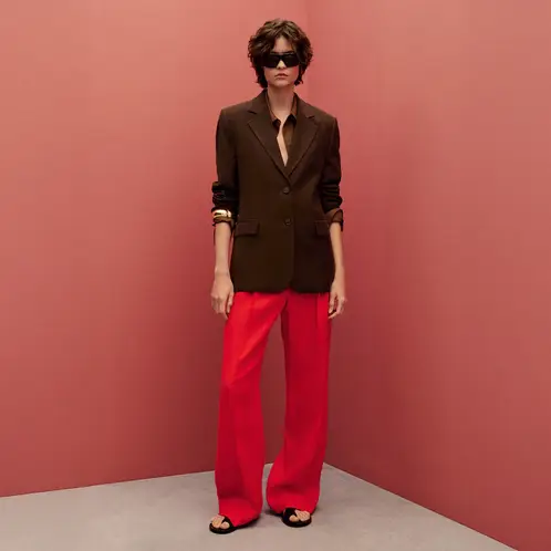 MANGO - Pantalón Traje Recto Lino Mujer