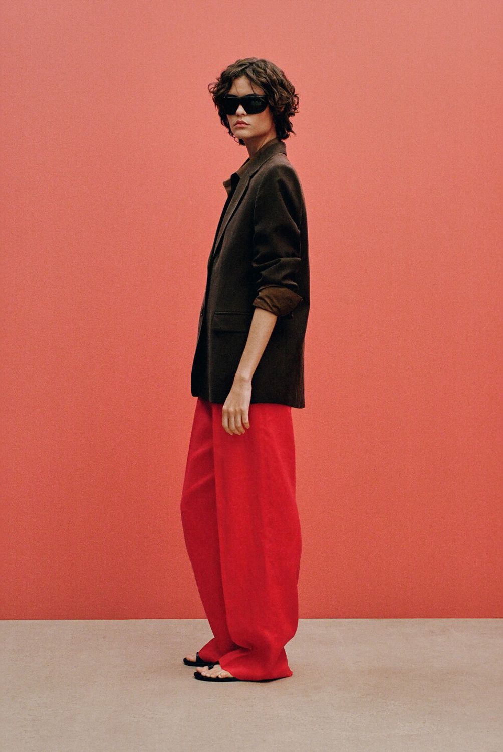 MANGO - Pantalón Traje Recto Lino Mujer Mango