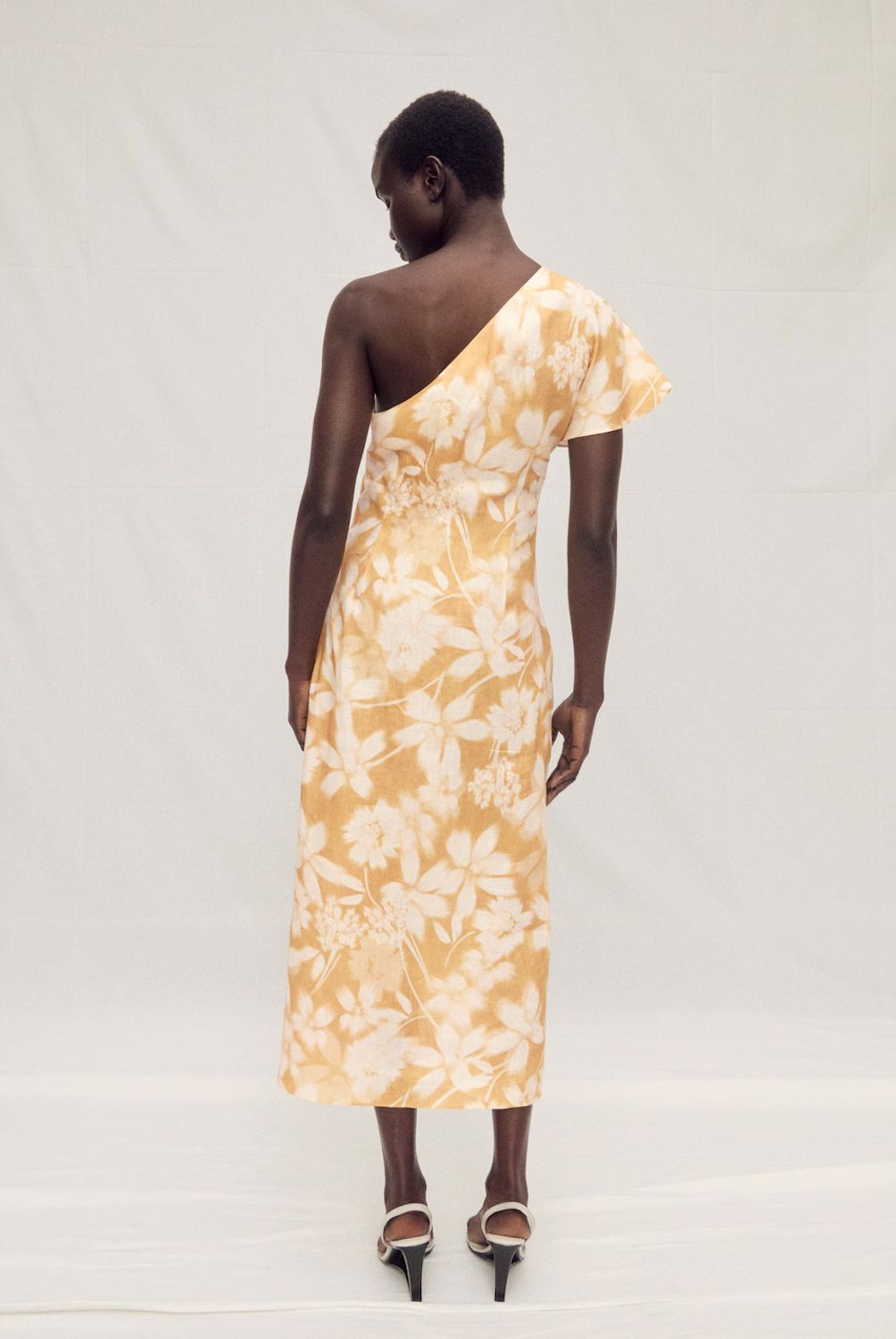 MANGO - Vestido Lino Asimétrico Floral Mujer Mango