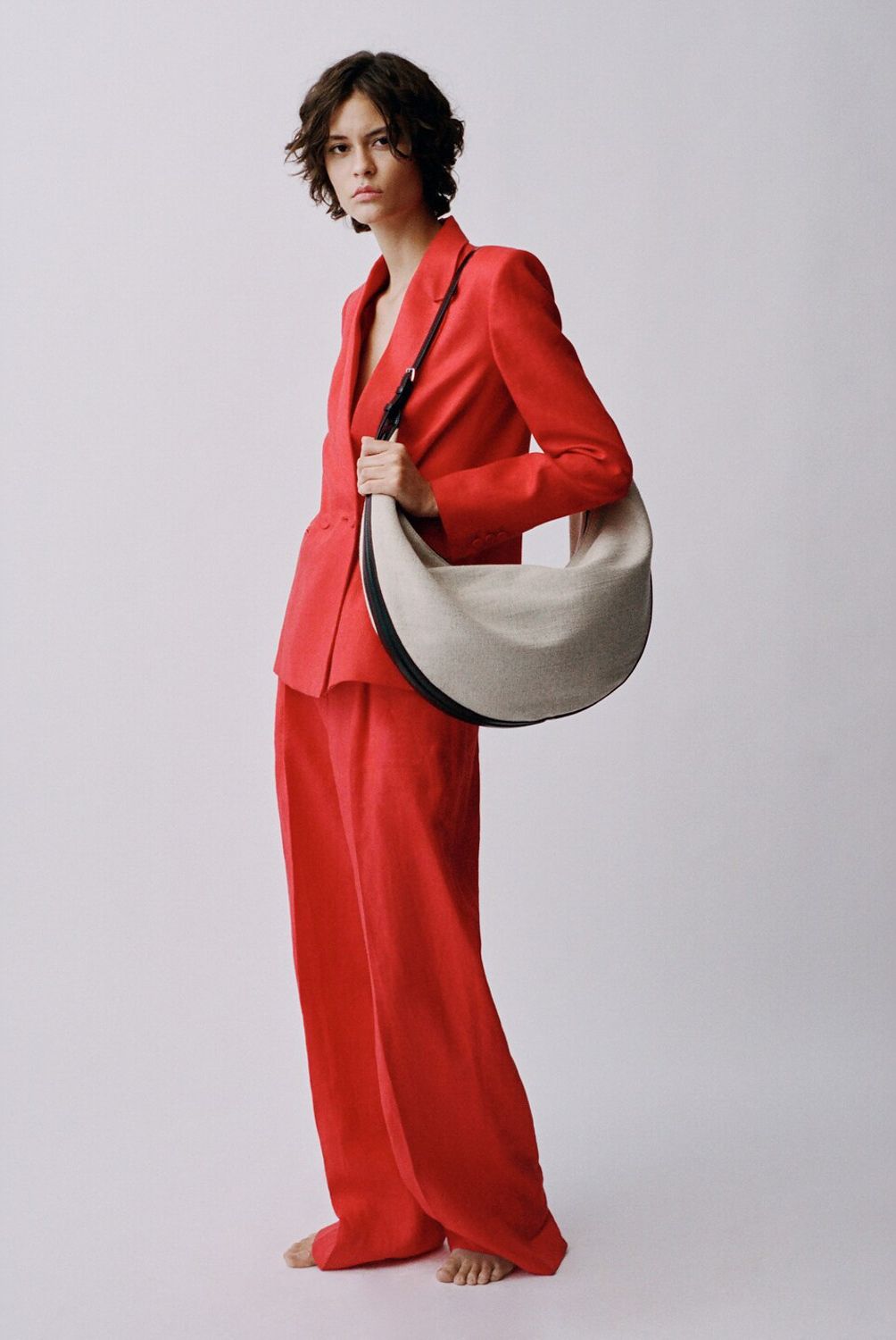MANGO - Blazer Traje Lino Doble Botonadura Mujer Mango