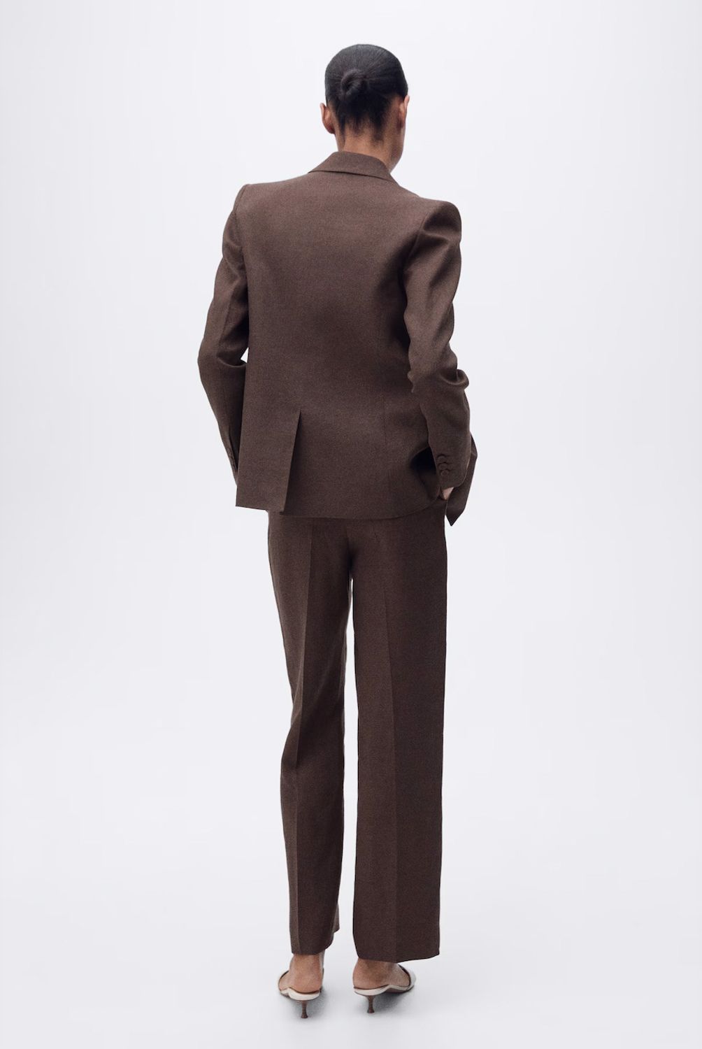 MANGO - Pantalón Traje Recto Lino Mujer Mango