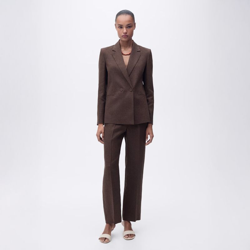 MANGO - Blazer Traje 100% Lino Mujer Mango