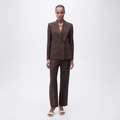 MANGO - Blazer Traje 100% Lino Mujer