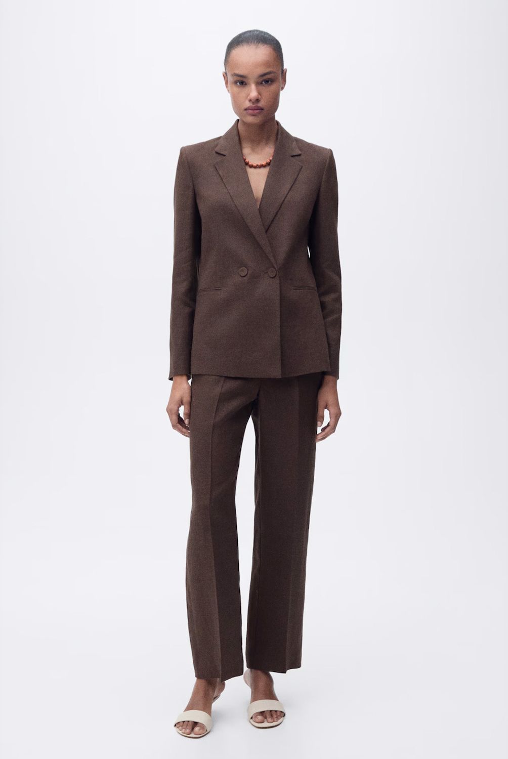 MANGO - Blazer Traje 100% Lino Mujer Mango