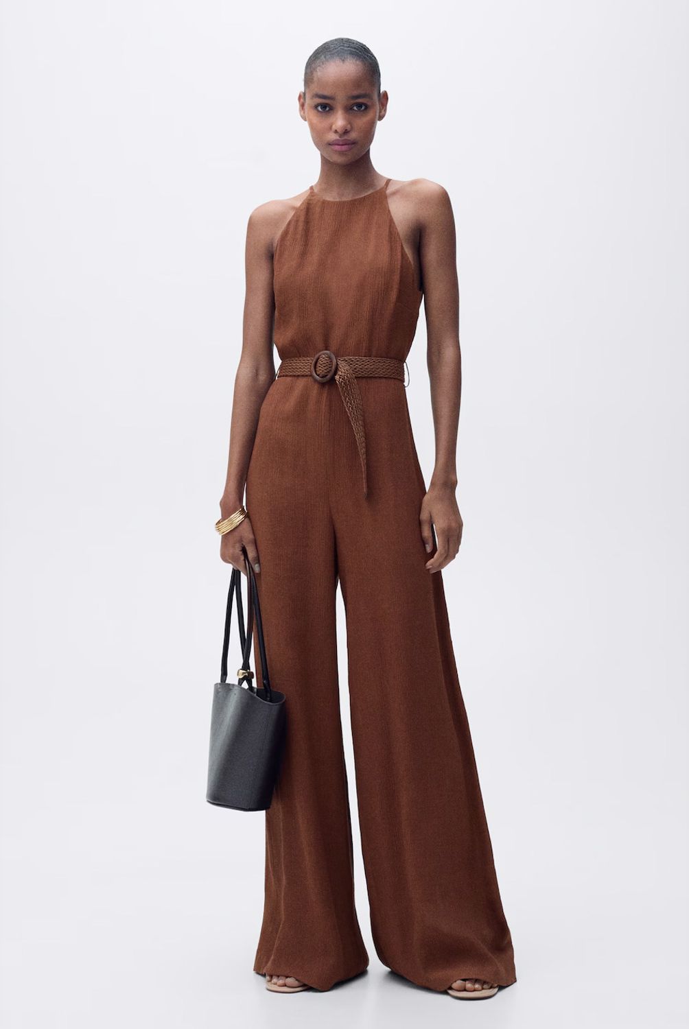 MANGO - Enterito Cinturón Cuello Halter Mujer Mango