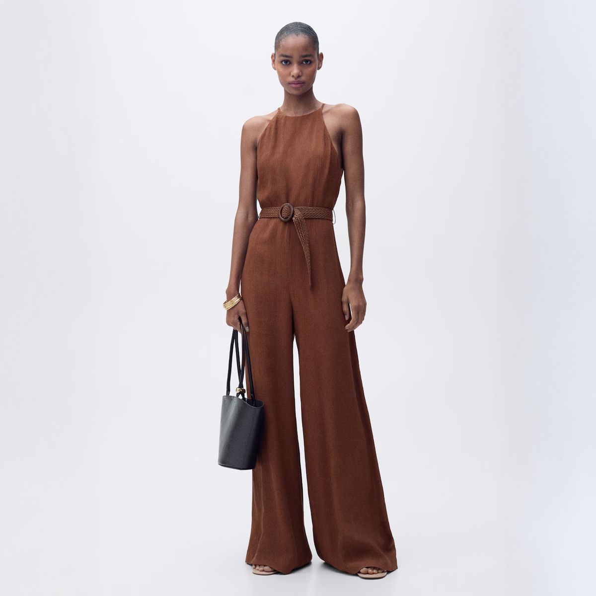 MANGO - Enterito Cinturón Cuello Halter Mujer Mango