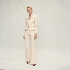 MANGO - Pantalón Traje Wideleg Algodón Mujer