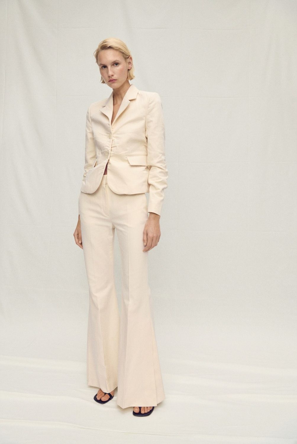 MANGO - Pantalón Traje Wideleg Algodón Mujer Mango