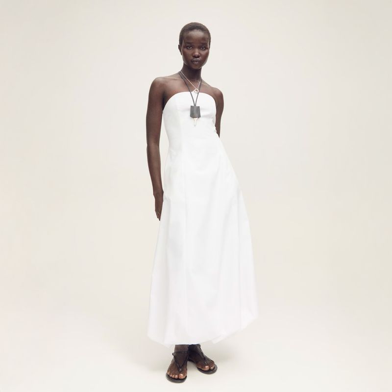 MANGO - Vestido Palabra De Honor Bajo Abullonado Mujer Mango