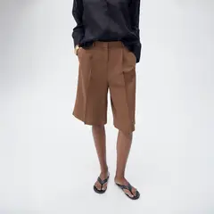 MANGO - Bermudas Traje Mezcla Lino Mujer