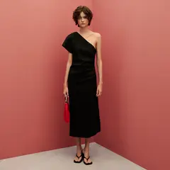 MANGO - Vestido Lino Asimétrico Mujer