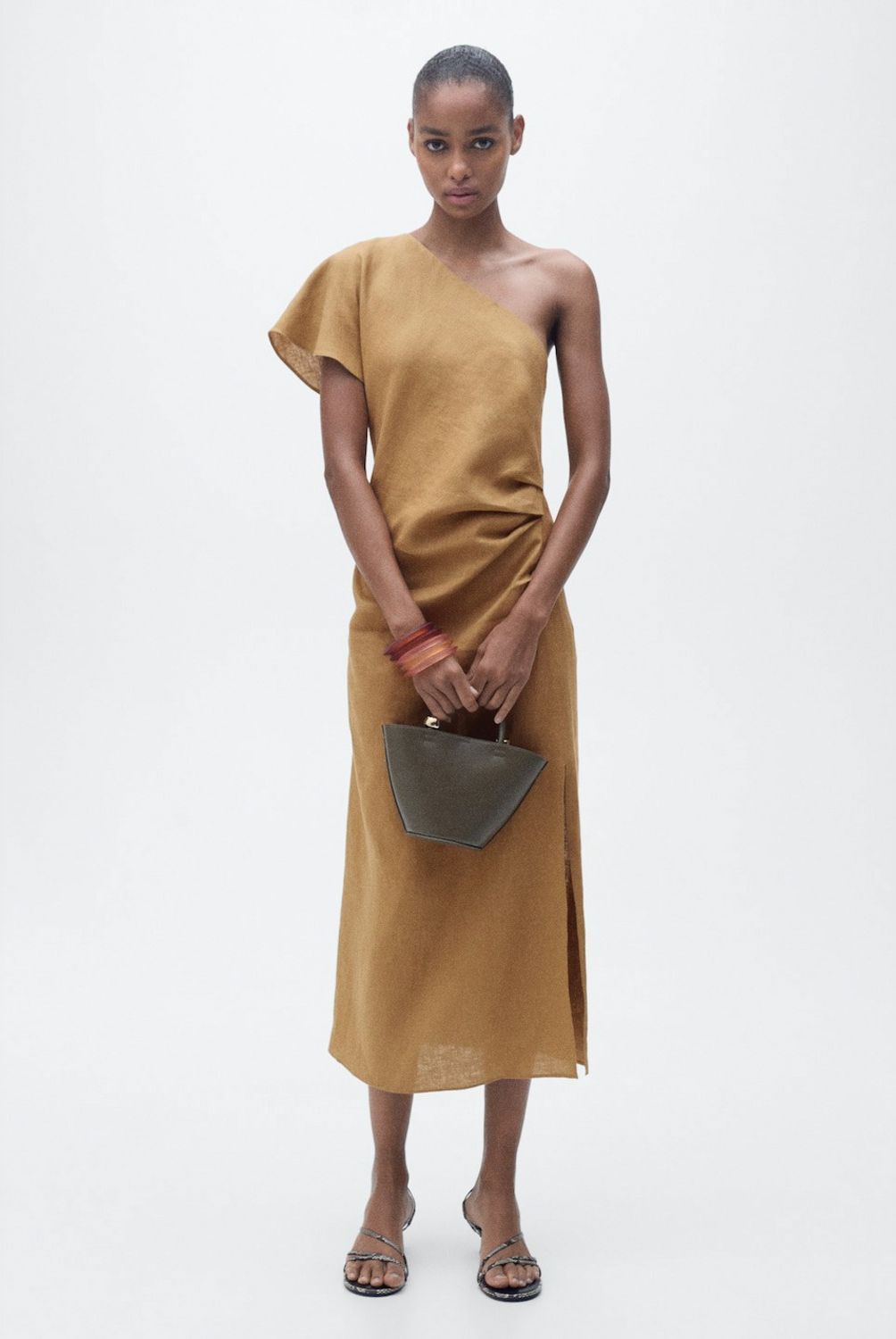 MANGO - Vestido Lino Asimétrico Mujer Mango