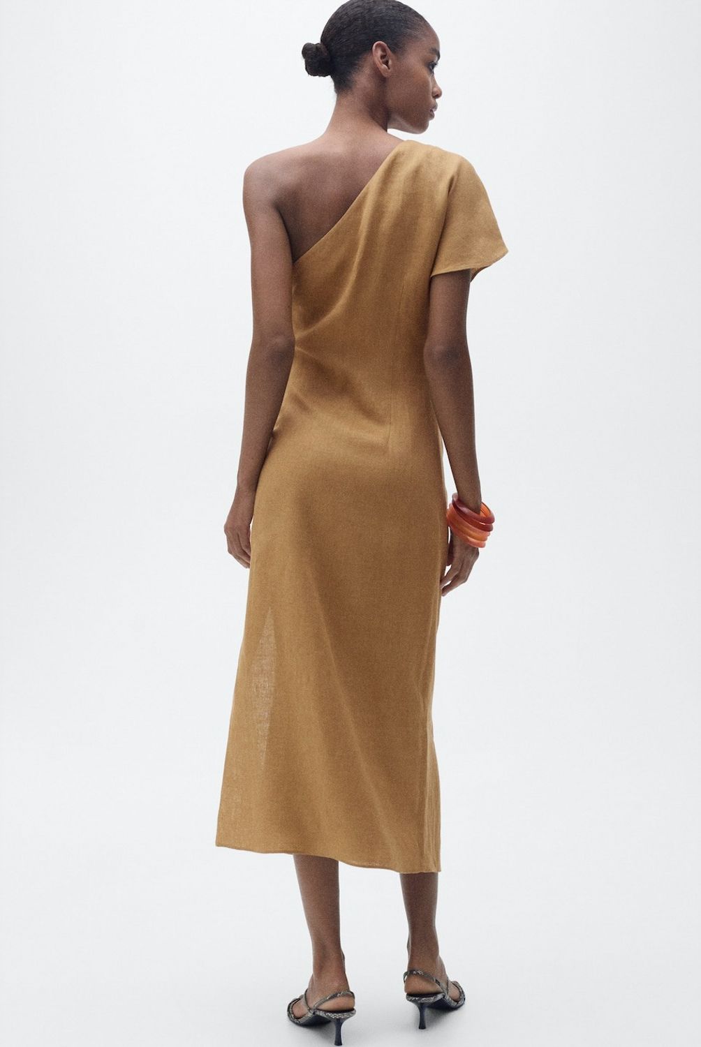 MANGO - Vestido Lino Asimétrico Mujer Mango