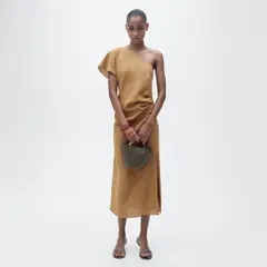 MANGO - Vestido Lino Asimétrico Mujer
