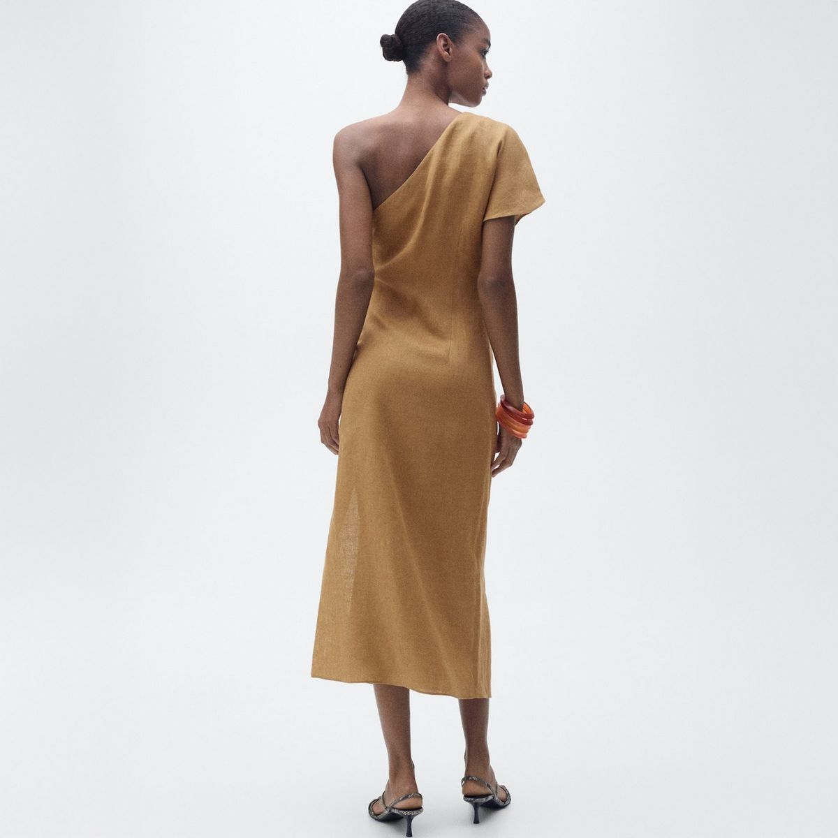 MANGO - Vestido Lino Asimétrico Mujer Mango