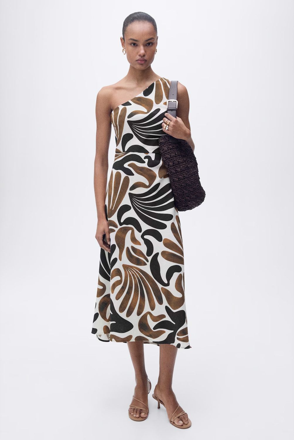 MANGO - Vestido Cuello Asimétrico Estampado Mujer Mango