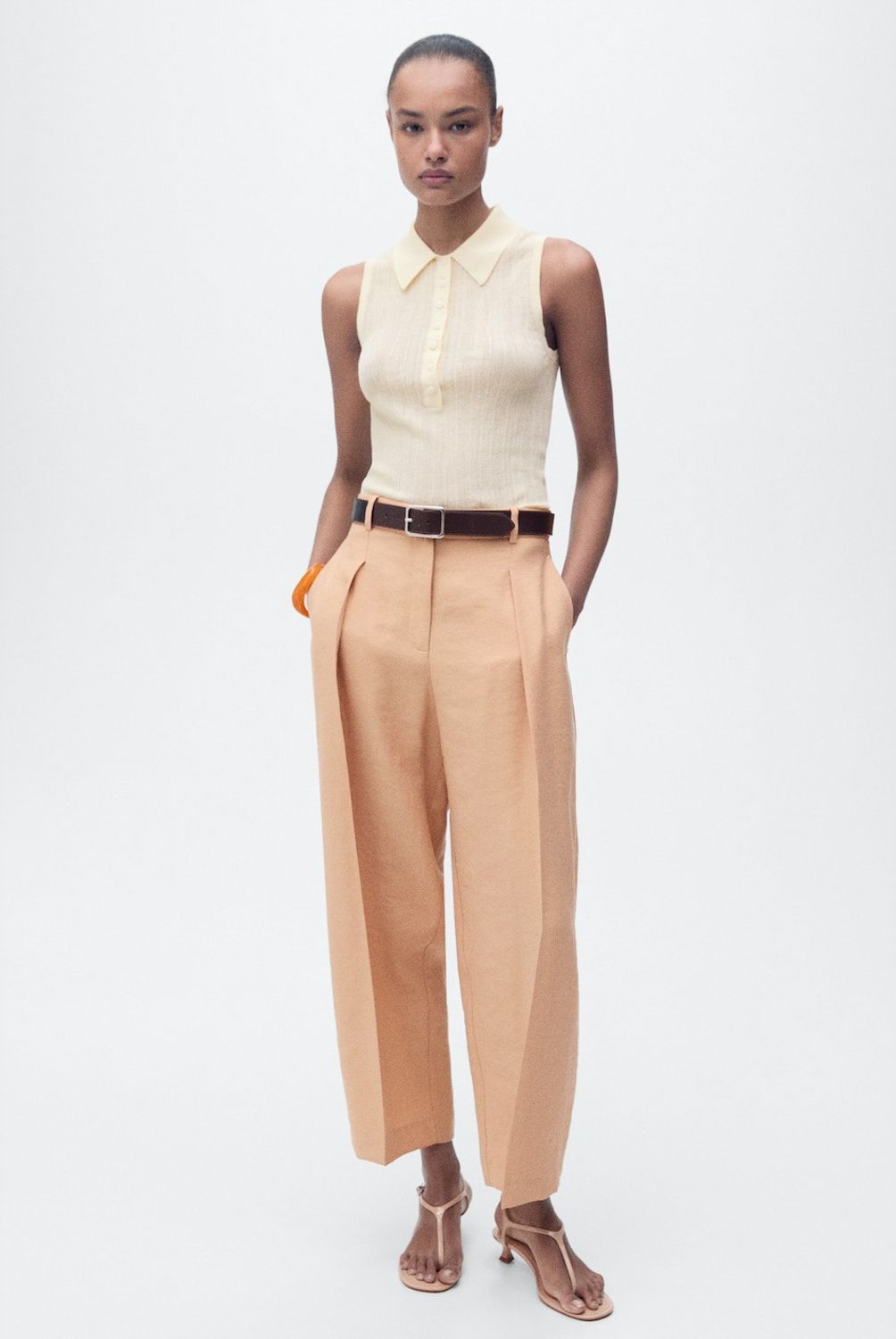 MANGO - Pantalón Lyocell Recto Pinzas Mujer Mango