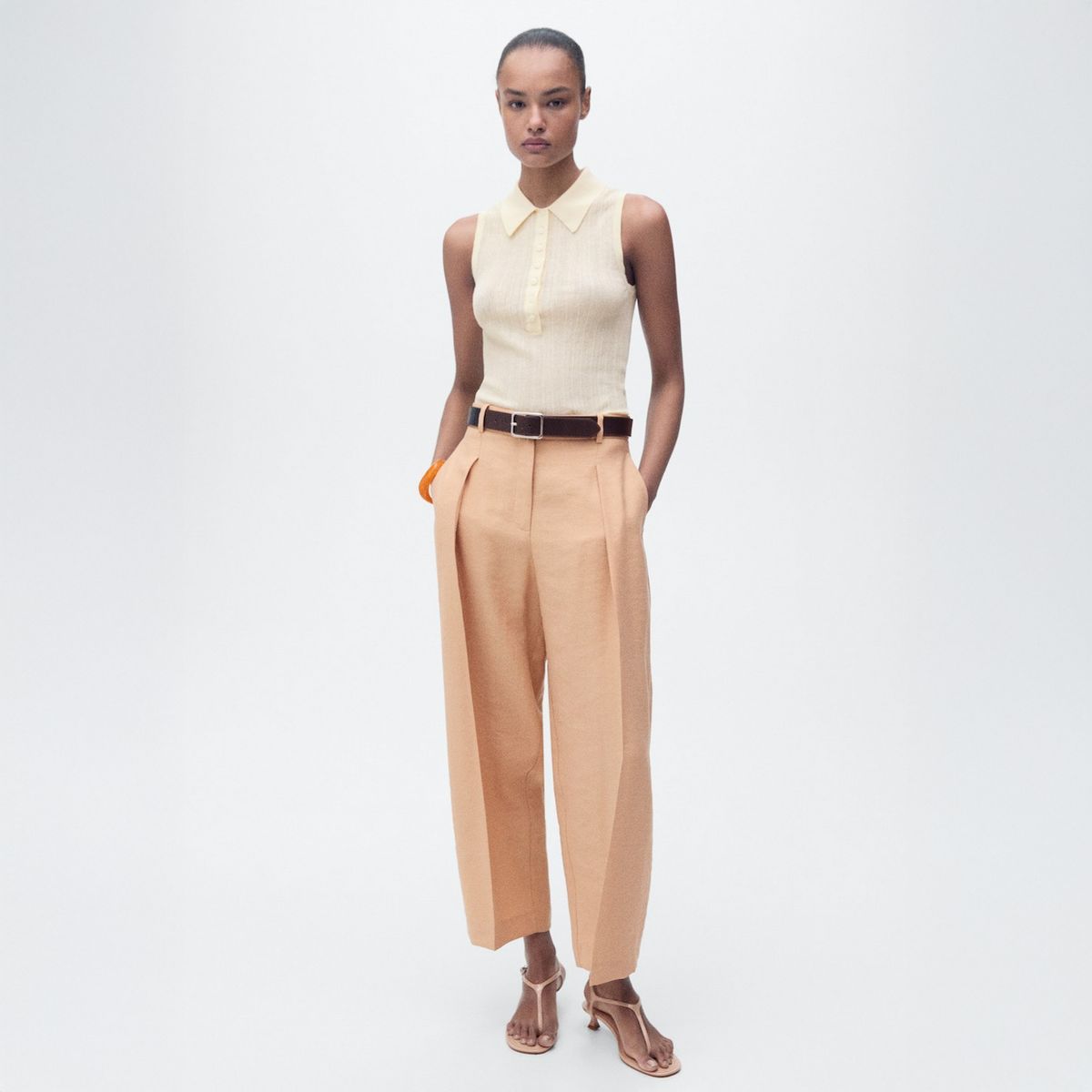 MANGO - Pantalón Lyocell Recto Pinzas Mujer Mango