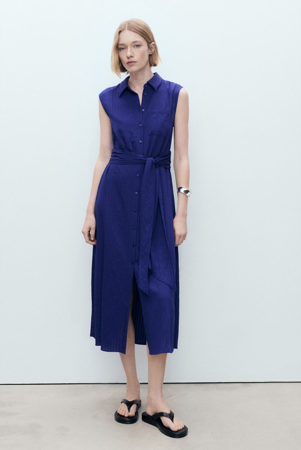MANGO - Vestido Camisero Lazo Mujer Mango