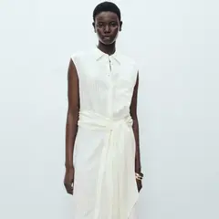 MANGO - Vestido Camisero Lazo Mujer