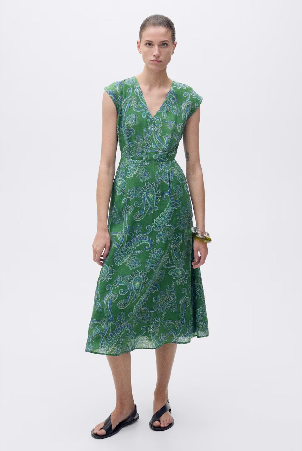 MANGO - Vestido Ramio Paisley Mujer Mango