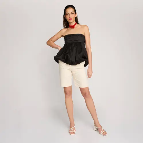 MANGO - Blusa Globo Tejido Arrugado Mujer