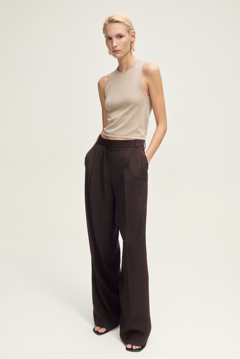 MANGO - Pantalón Pinzas Wideleg Mujer Mango