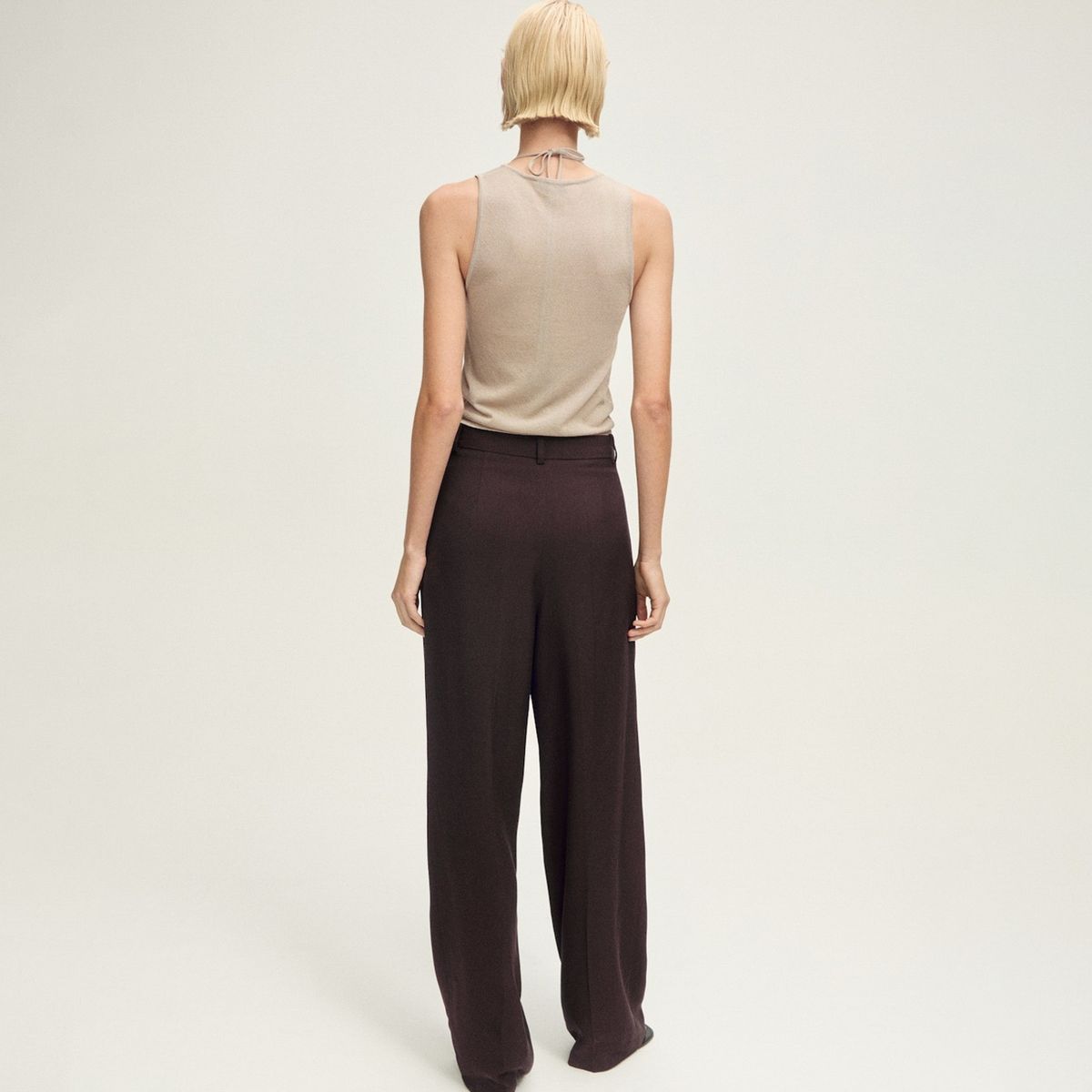 MANGO - Pantalón Pinzas Wideleg Mujer Mango