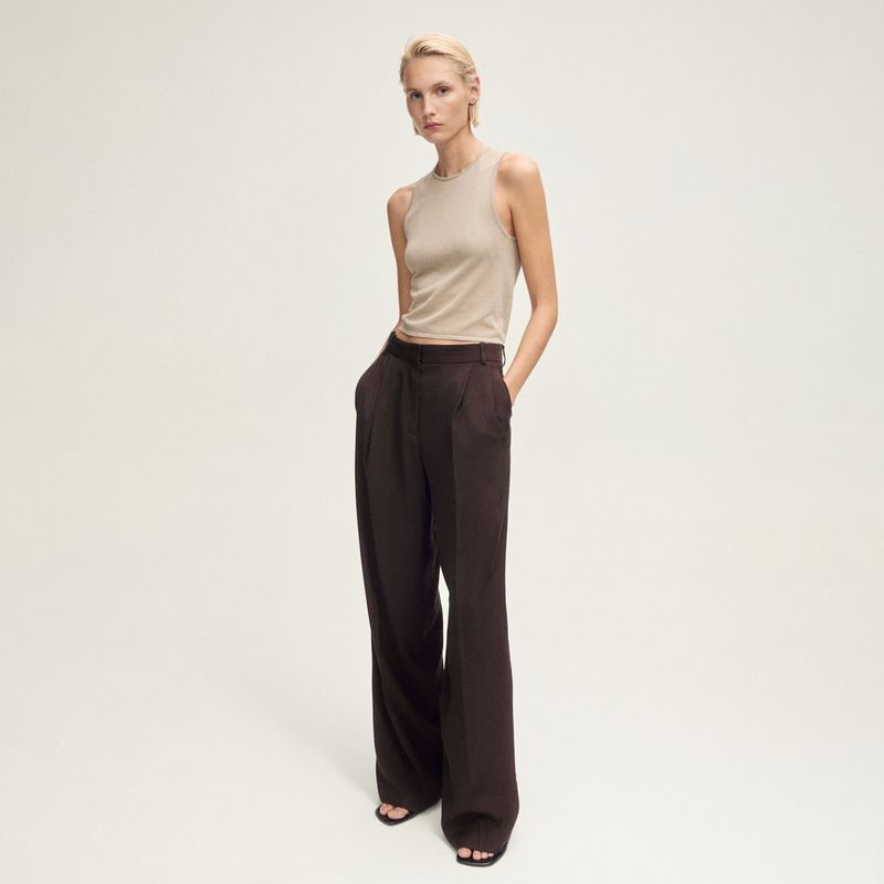 MANGO - Pantalón Pinzas Wideleg Mujer Mango