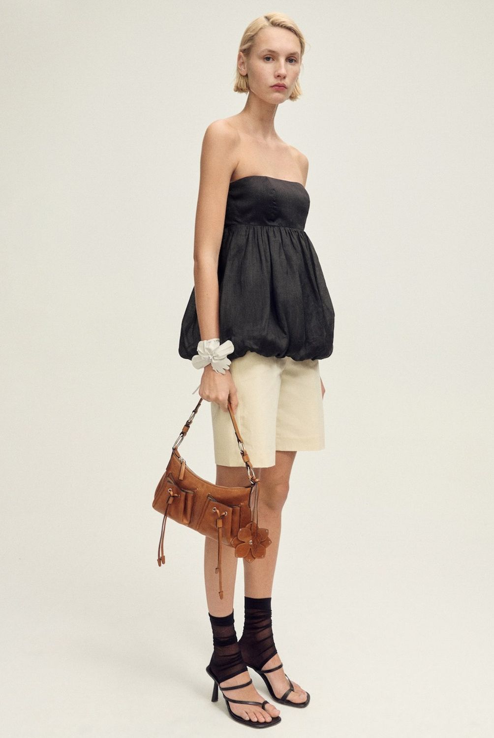 MANGO - Top Globo Ramio Mujer Mango
