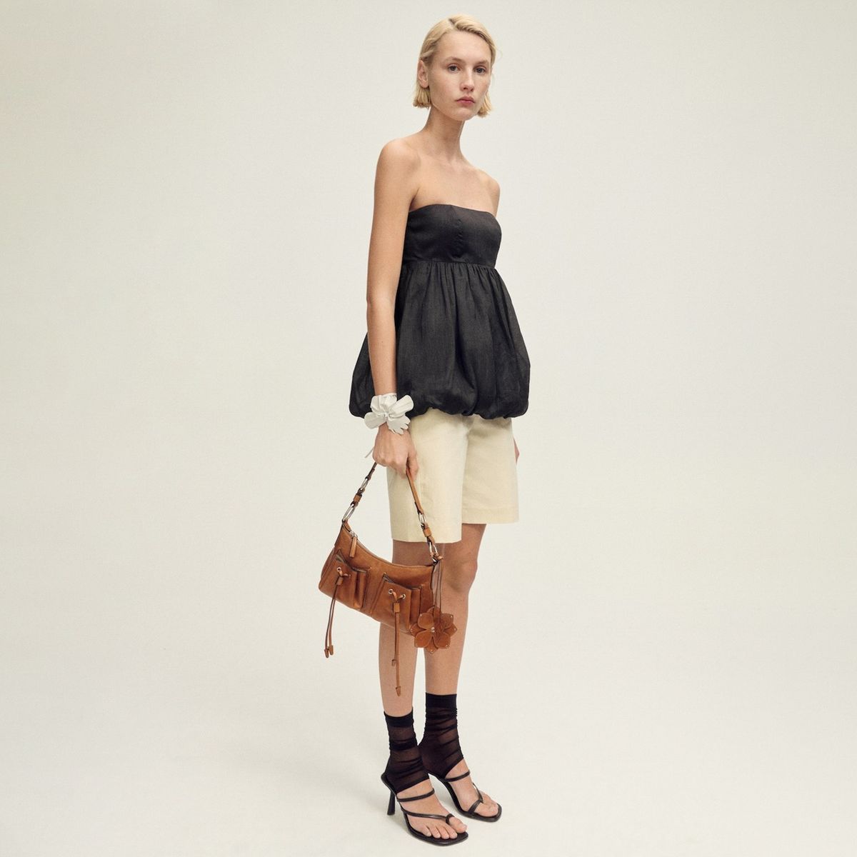 MANGO - Top Globo Ramio Mujer Mango