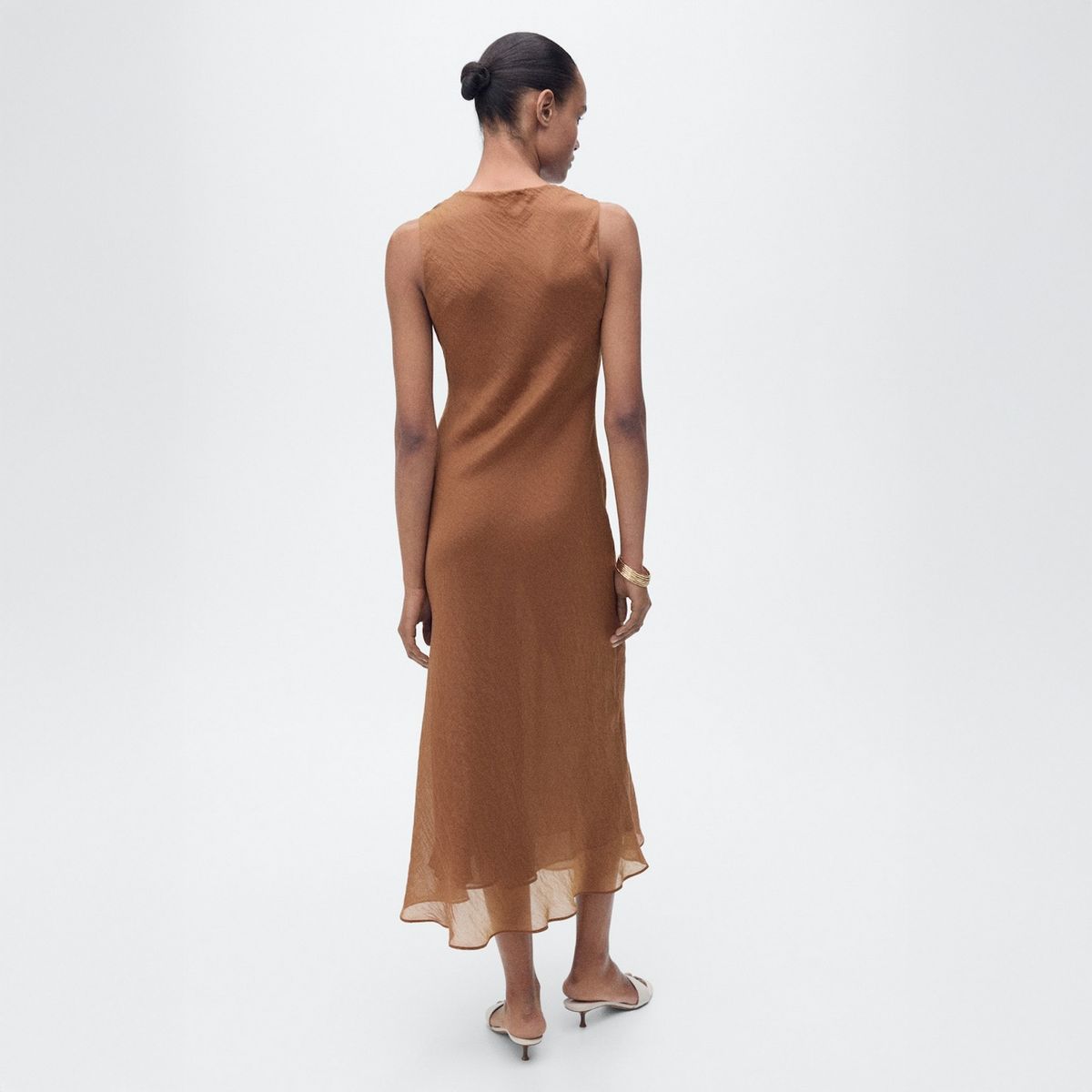 MANGO - Vestido Lyocell Cuello Drapeado Mujer Mango