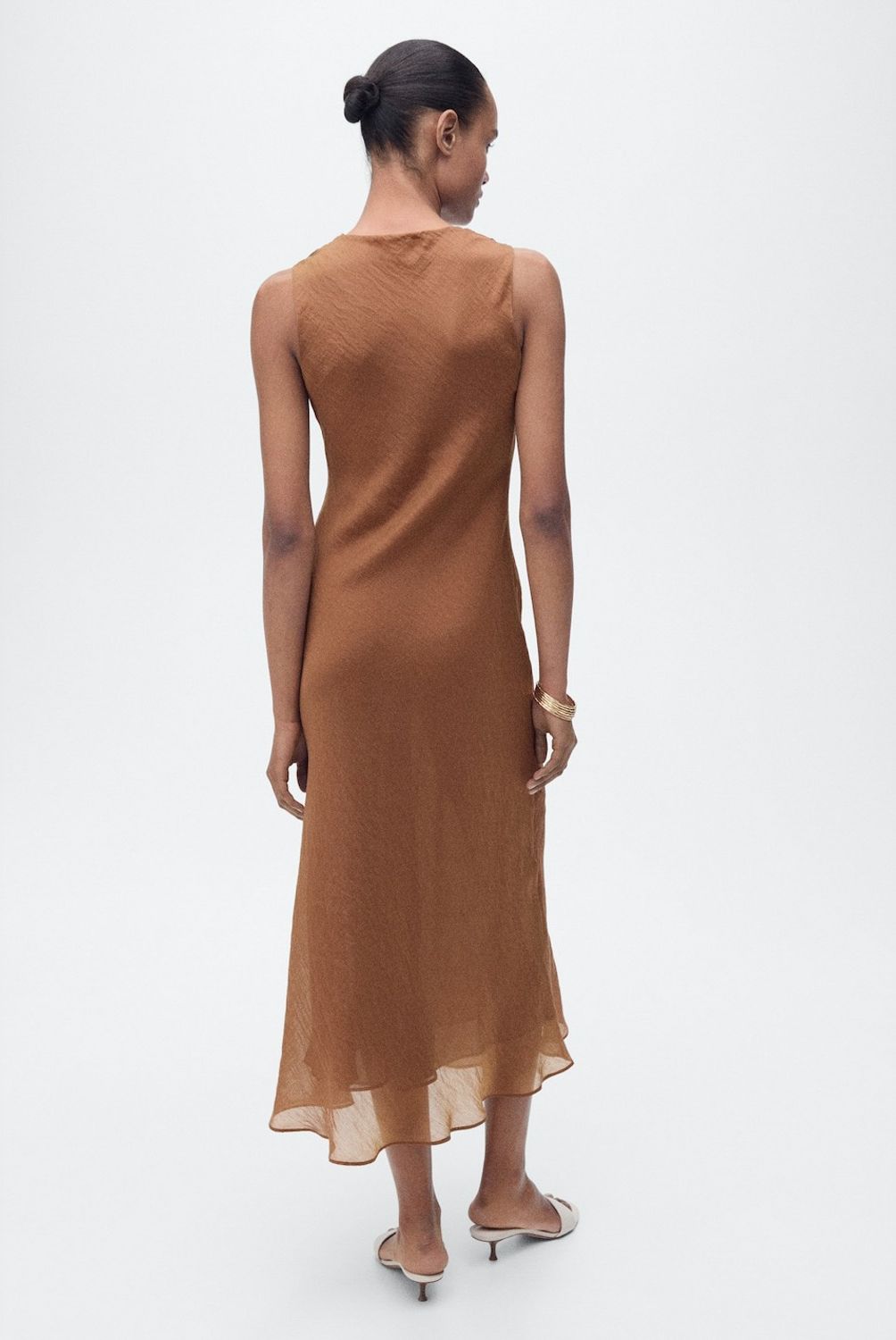 MANGO - Vestido Lyocell Cuello Drapeado Mujer Mango