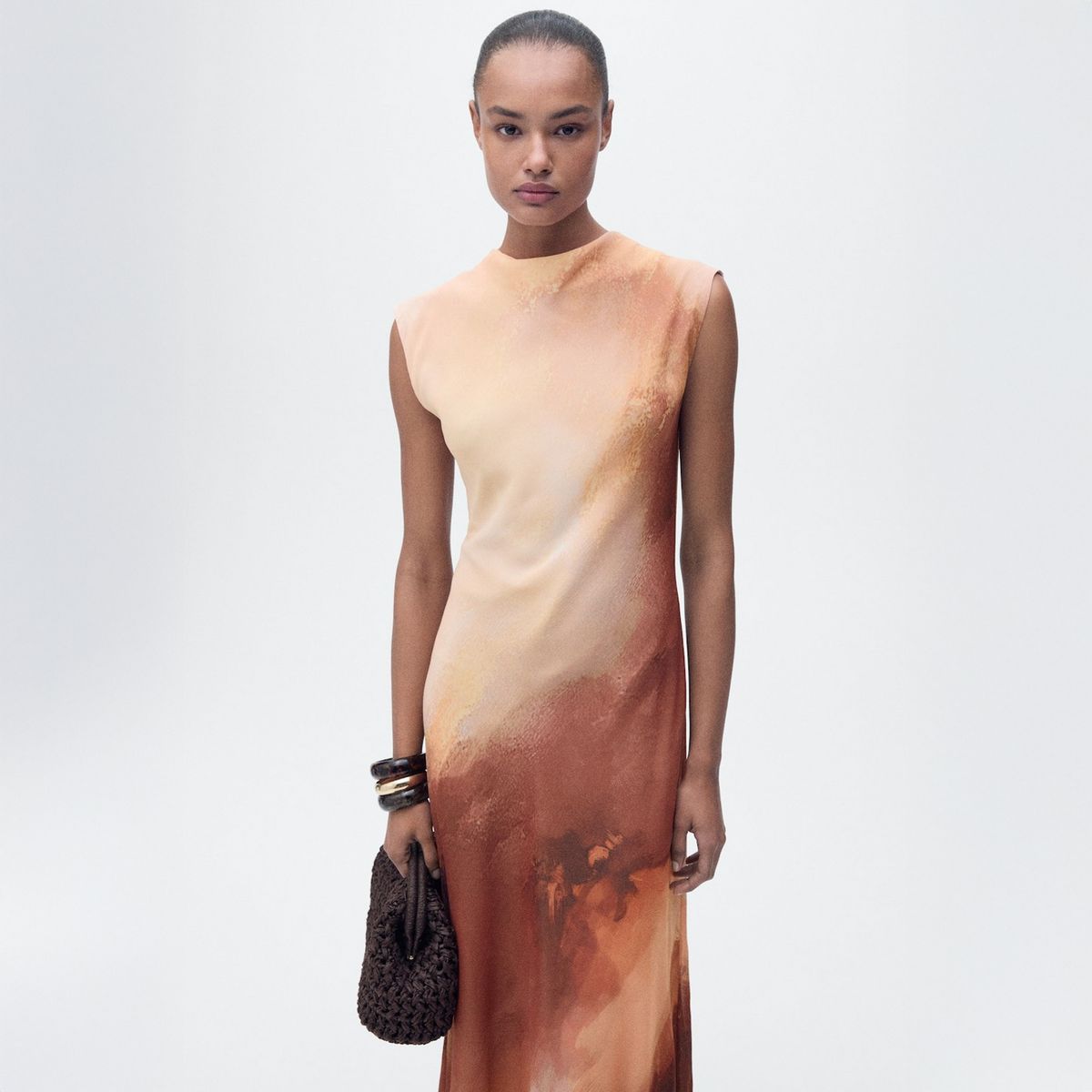 MANGO - Vestido Largo Degradado Mujer Mango