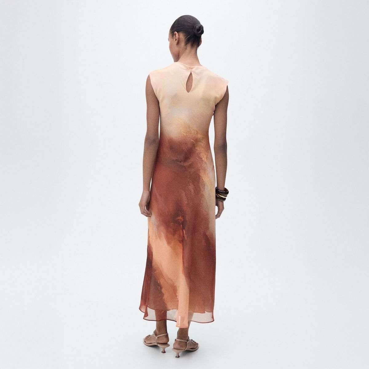 MANGO - Vestido Largo Degradado Mujer Mango